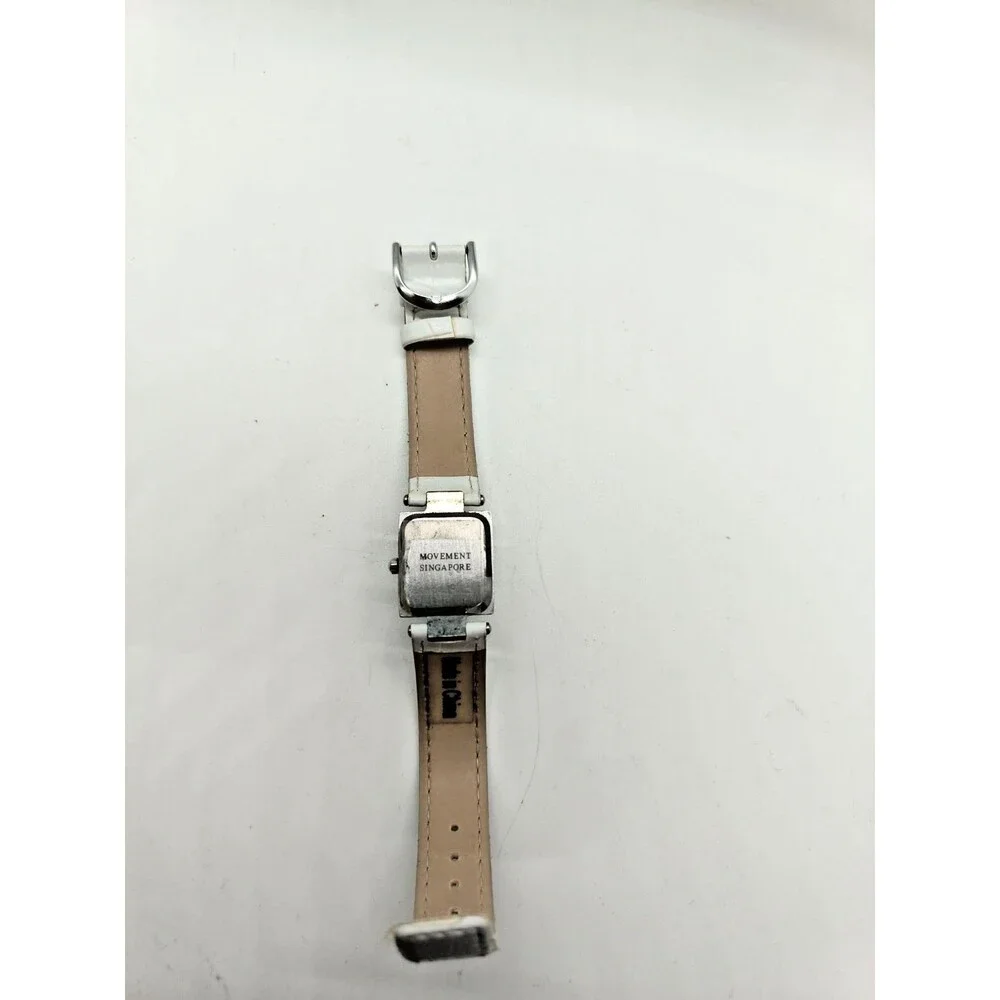 Vincelle Women’s Watch White Band Silver Tone Rhinestone Accent Needs Battery